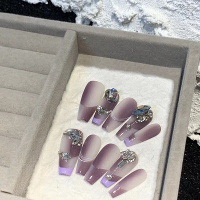 Gradient purple with Swarovski diamonds 紫晶石渐变